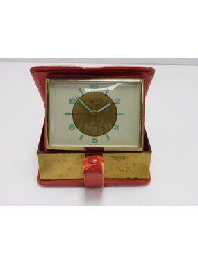 Vintage Artco 7 Jewels Travel Clock Time Master Case West Germany JC18